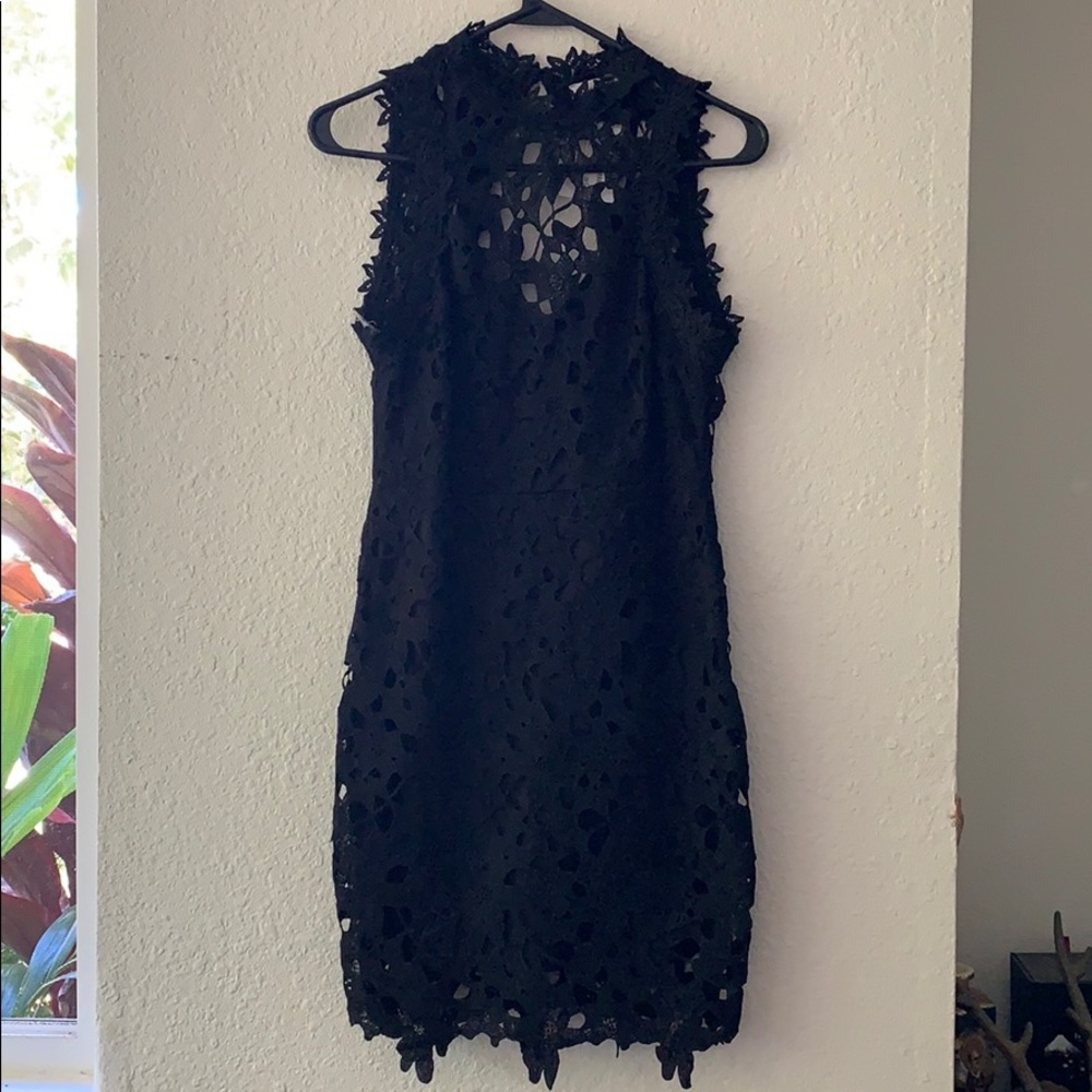 Lacey Black Mini Length Bodycon Dress